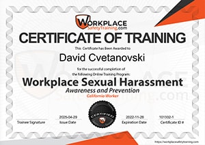 Sexual Harassment Certificate